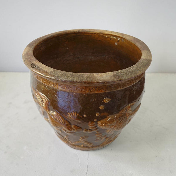 Antique Chinese Shandong Province 'Fish Pond' Stoneware Planter