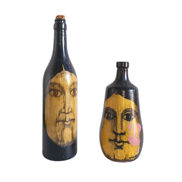 Artisan Painted Face Bottles