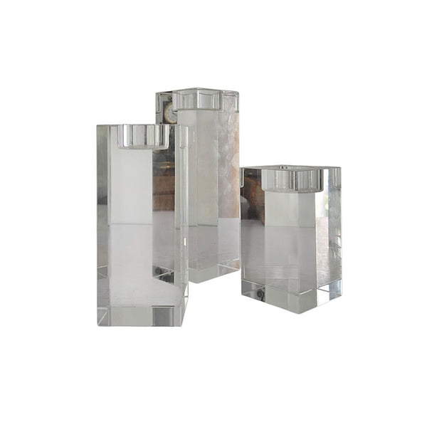 Trio Of Heavy Crystal Tealight Candle Holders