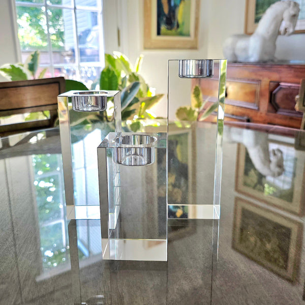 Trio Of Heavy Crystal Tealight Candle Holders