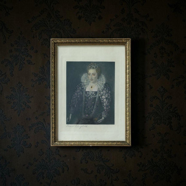 Vintage Colour Strike Pressed Colour Portrait Print Of Queen Elizabeth 1