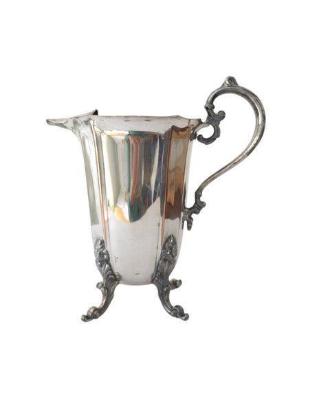Vintage Footed Silver Over Copper Water Pitcher