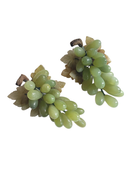 Vintage Pair Of Jade Grapes