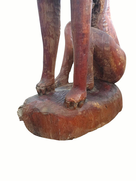 20th Century Quebec 38" Tall Floor Sculpture Folk Art Lion