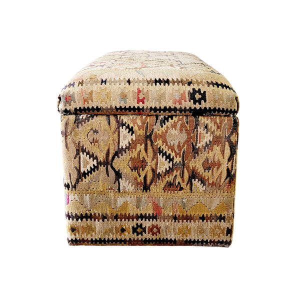 Vintage Kilim Ottoman Storage Trunk