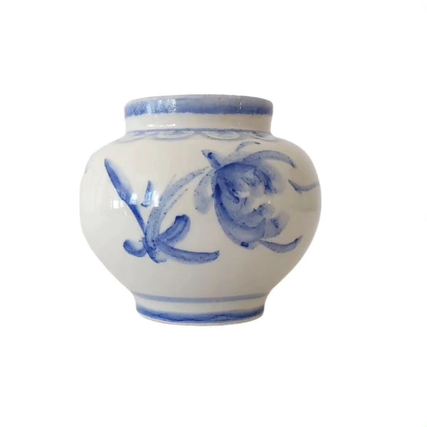 Vintage Blue & White Pottery Vase