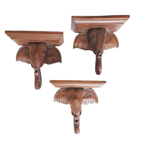 Carved Wood Elephant Sconces