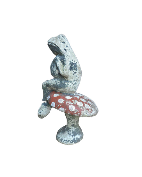 Cement Garden Frog On Toadstool
