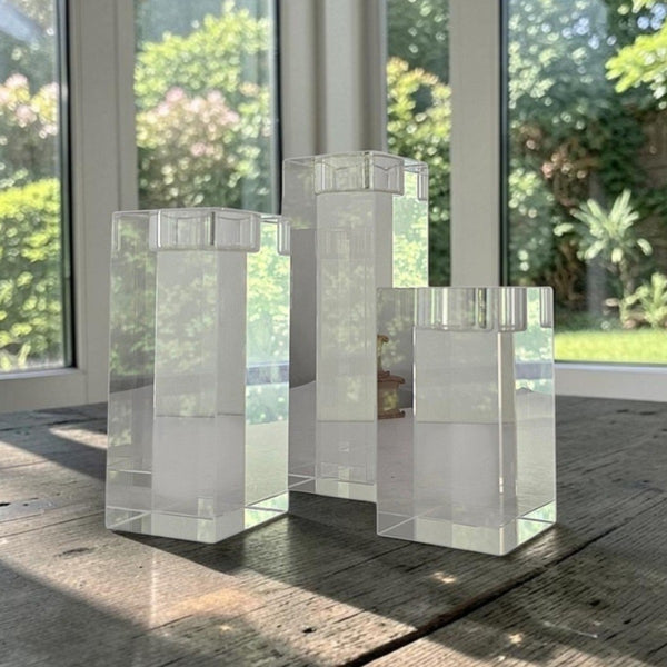 Trio Of Heavy Crystal Tealight Candle Holders