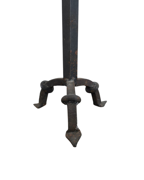 Tall Mid Century Brutalist Forged Iron Pricket Csndlestick