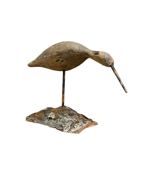 Carved Wood Sandpiper Bird