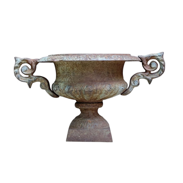Antique Cast Iron Medici Style Flower Urn