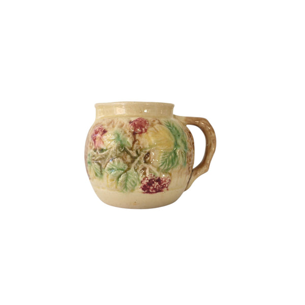 Petite Antique English Majolica Pitcher With Summer Berries