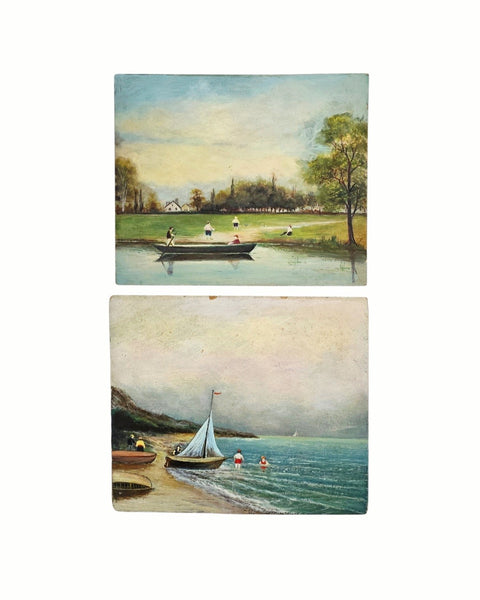 Naive Landscape Paintings With Figures