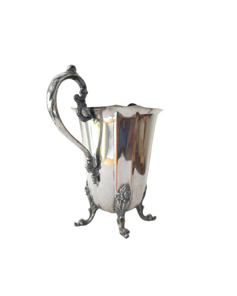 Vintage Footed Silver Over Copper Water Pitcher