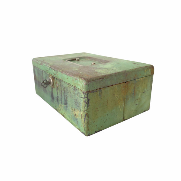 Vintage Industrial Green Metal Small Storage Box