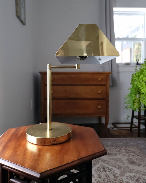 Mid-Century Brass Swing Arm Table Lamp