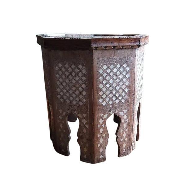 19th Century Moorish Octagonal Tabouret Table Mother Of Pearl Inlay