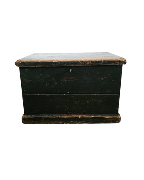 Antique Small Chest In Black Paint