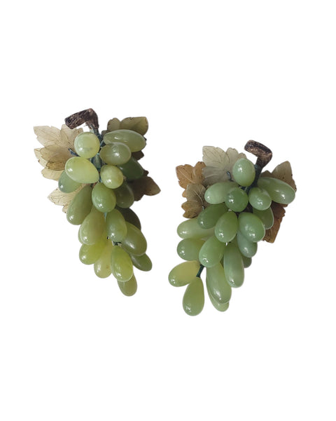 Vintage Pair Of Jade Grapes