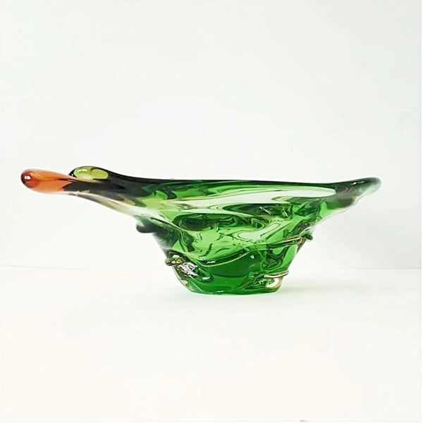 Green Mid Century Art Glass Centerpiece Bowl