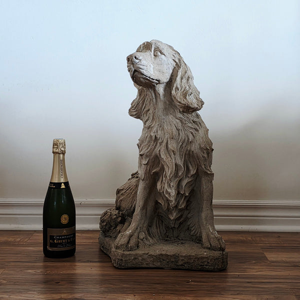 Cast Concrete Spaniel Or Small Setter Statuary