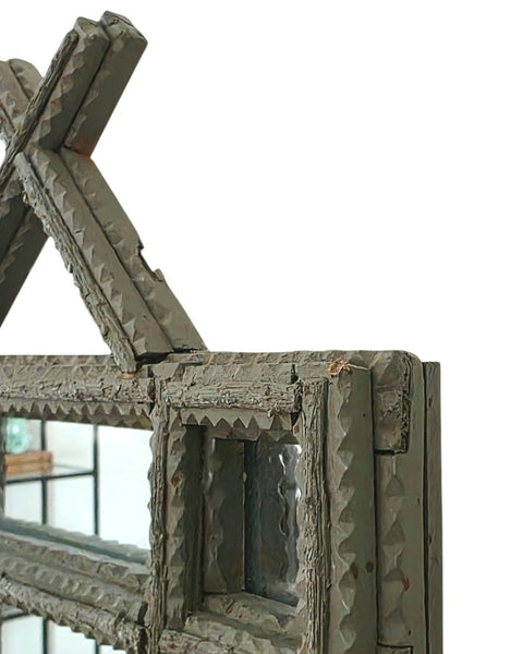 Antique Painted Tramp Art Mirror