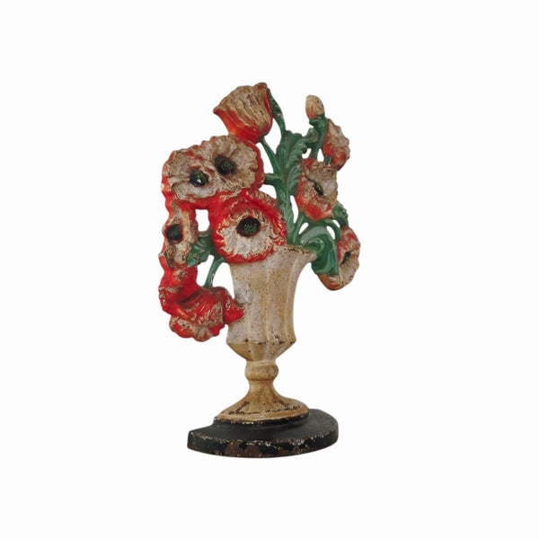 Hubley Cast Iron Painted Poppy Doorstop