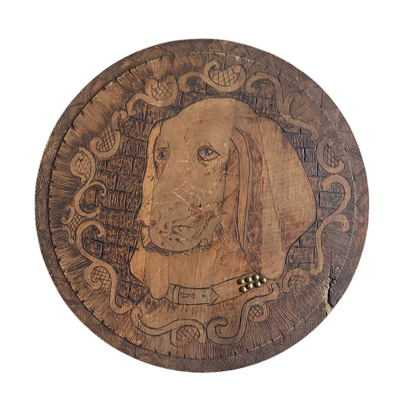 Antique Pyrography Dog Portrait
