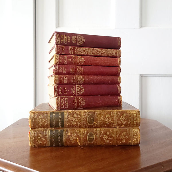 Stack Of Antique Red Books