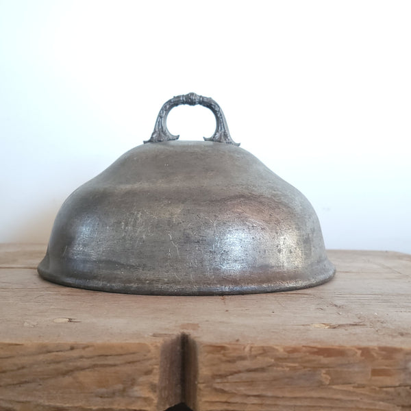 Antique English Pewter Metal Food Dome