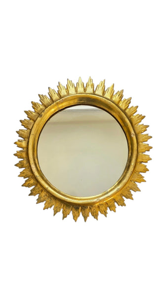 Mid Century Spanish Gilt Wood Sun Mirror