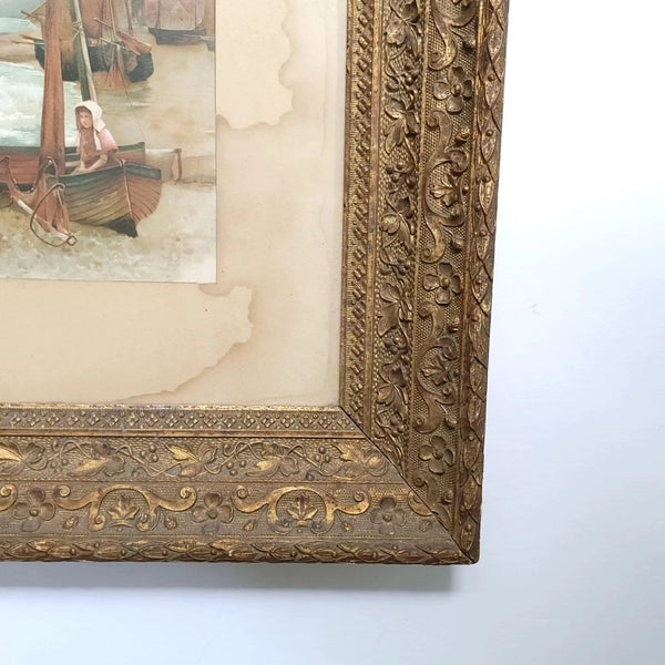 Antique Framed Seaside Watercolour