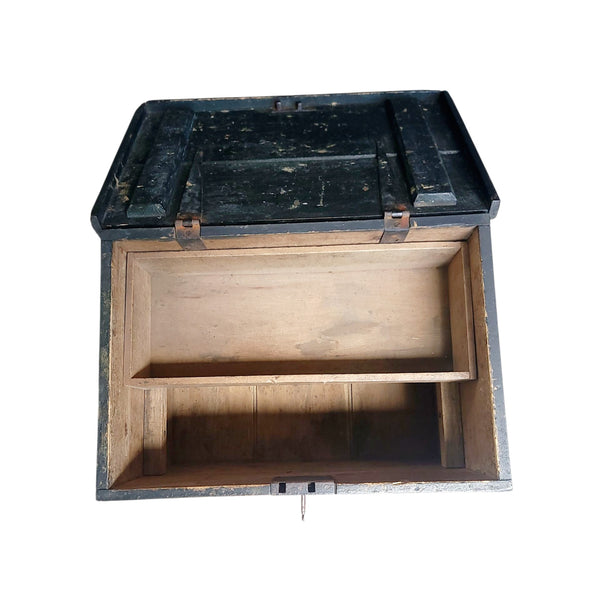 Antique Small Chest In Black Paint