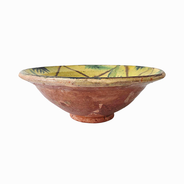 Antique Yellow Tin Glazed Majolica Footed Bowl