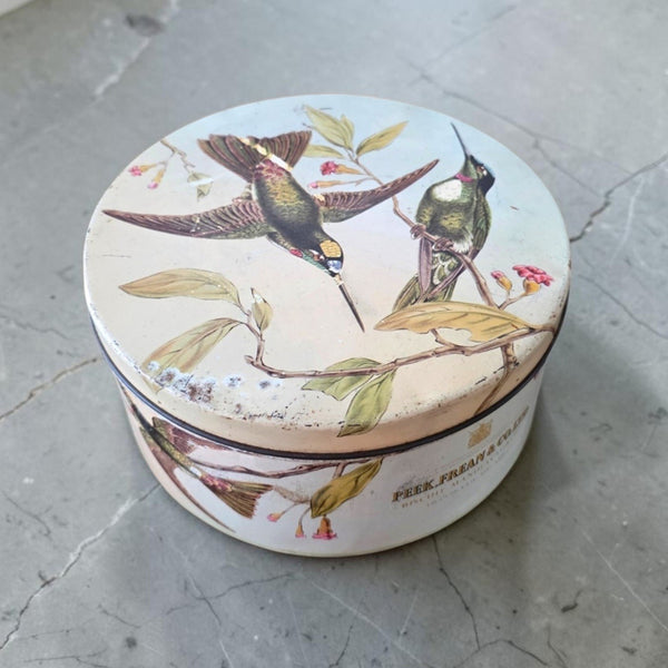 Vintage Biscuit Tin With Hummingbirds