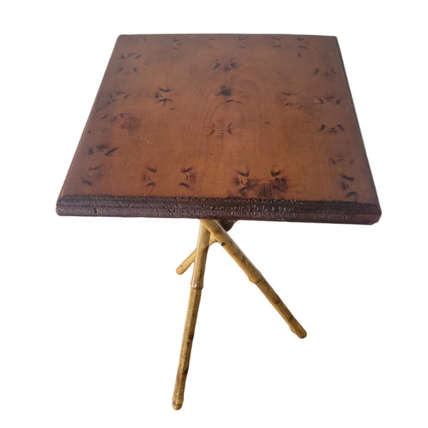 Antique Stick & Ball Bamboo & Pine Side Table