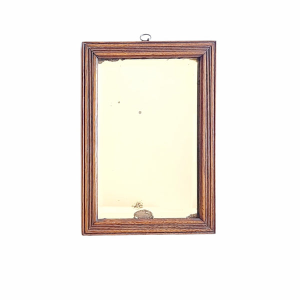 Small Antique Reeded Oak Mirror