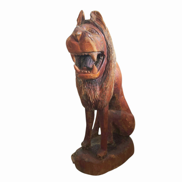 20th Century Quebec 38" Tall Floor Sculpture Folk Art Lion