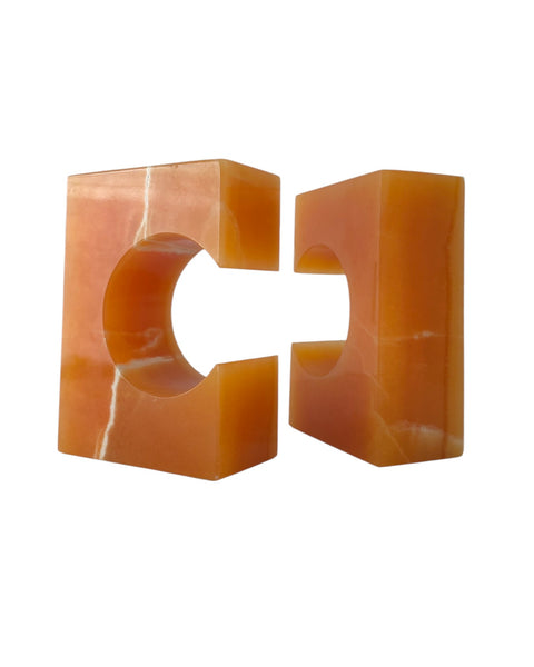 Orange Onyx Bookends