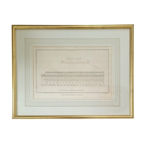 Trio Of Three Antique French Framed Architectural Theatre Prints