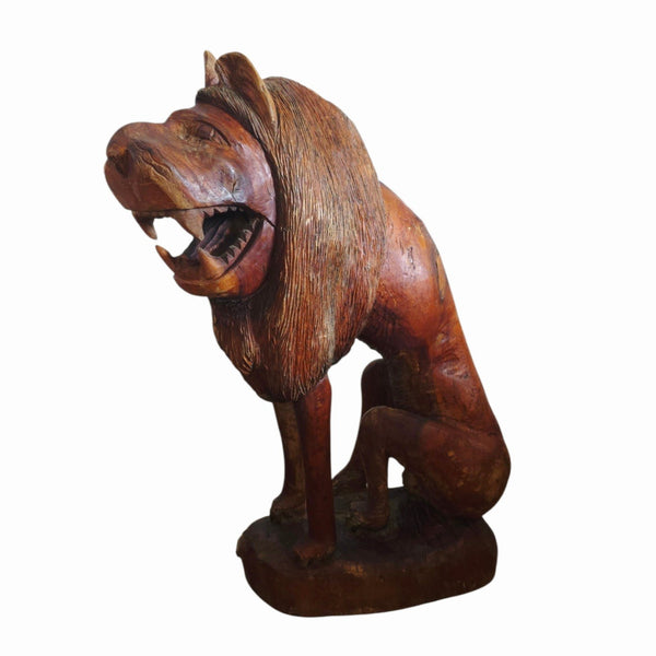 20th Century Quebec 38" Tall Floor Sculpture Folk Art Lion