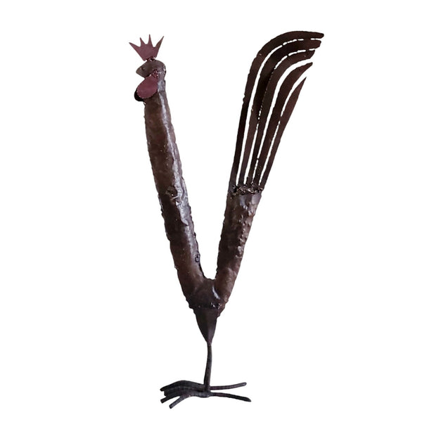 Cast Metal Tall Decorative Rooster