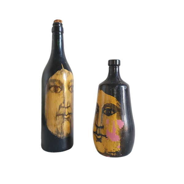 Artisan Painted Face Bottles