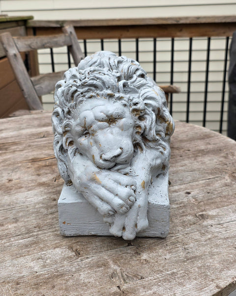 Cast Cement Sleeping Lion Statuary