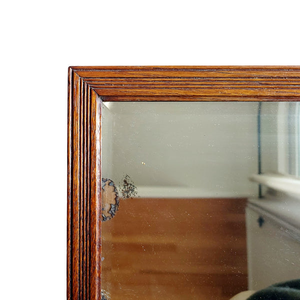 Small Antique Reeded Oak Mirror