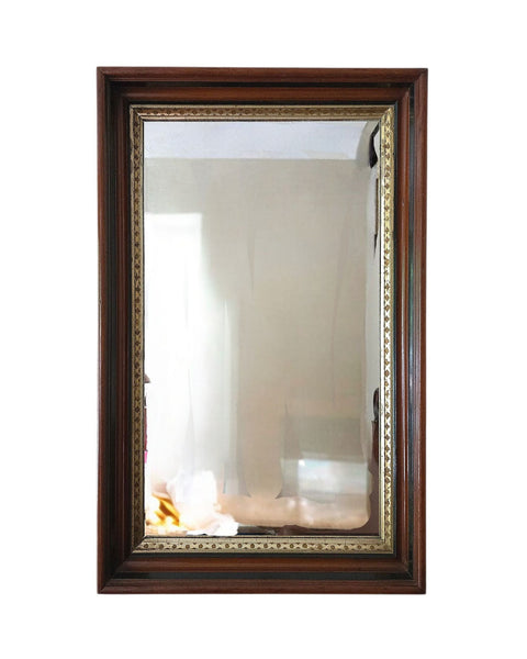 Antique Mahpgany Mirror With Gilt Inner Rim