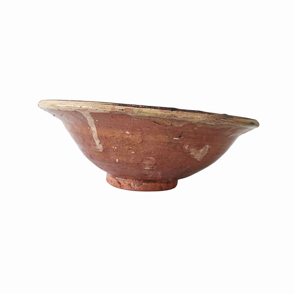 Antique Yellow Tin Glazed Majolica Footed Bowl