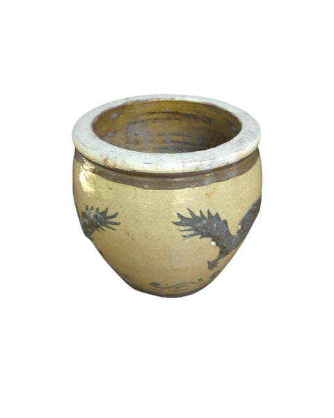 Antique Chinese Pottery Dragon Cache Plant Flower Pot