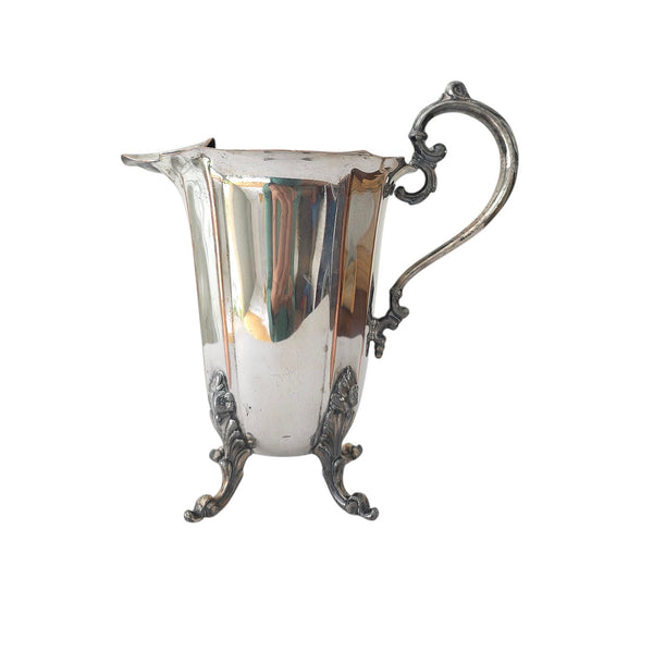 Vintage Footed Silver Over Copper Water Pitcher